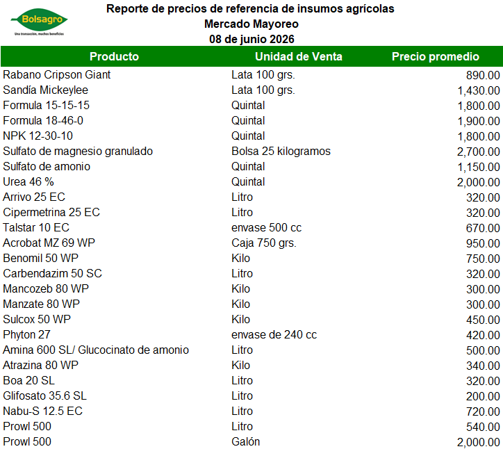 INSUMOS 8 DE JUNIO 2026